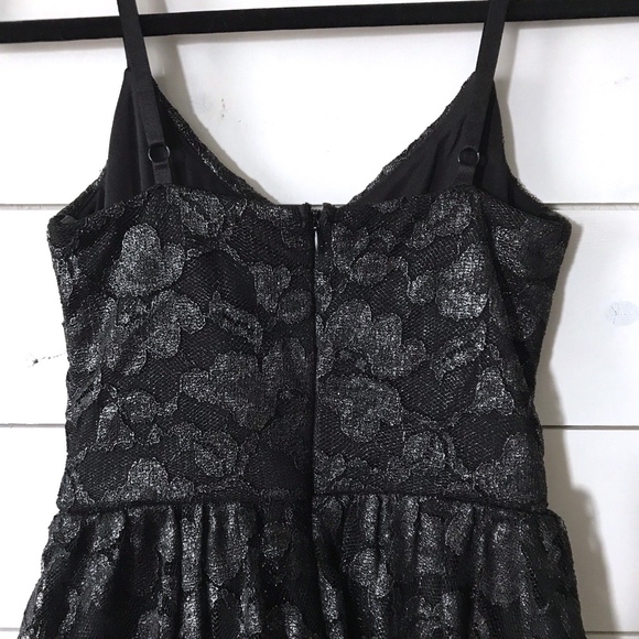 American Rag Black Silver Bow Metallic Lace Dress - Picture 7 of 8